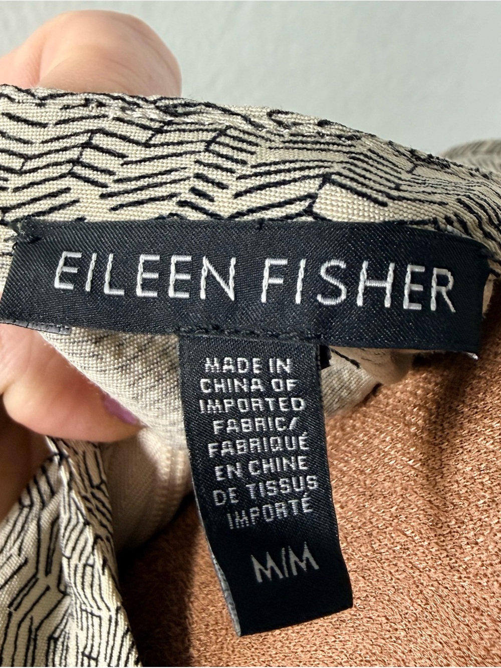 Eileen Fisher Chevron Print Tencel Dress M Minimalist Quiet Luxury Midi - Picture 10 of 11